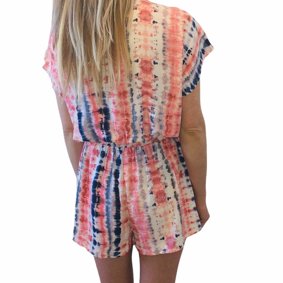 NWT SADIE & SAGE Tie Dye Short Short Sleeve Romper - Picture 3 of 3